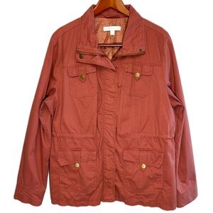 New York & Company coral pink Utility Jacket with Stand-Up Collar